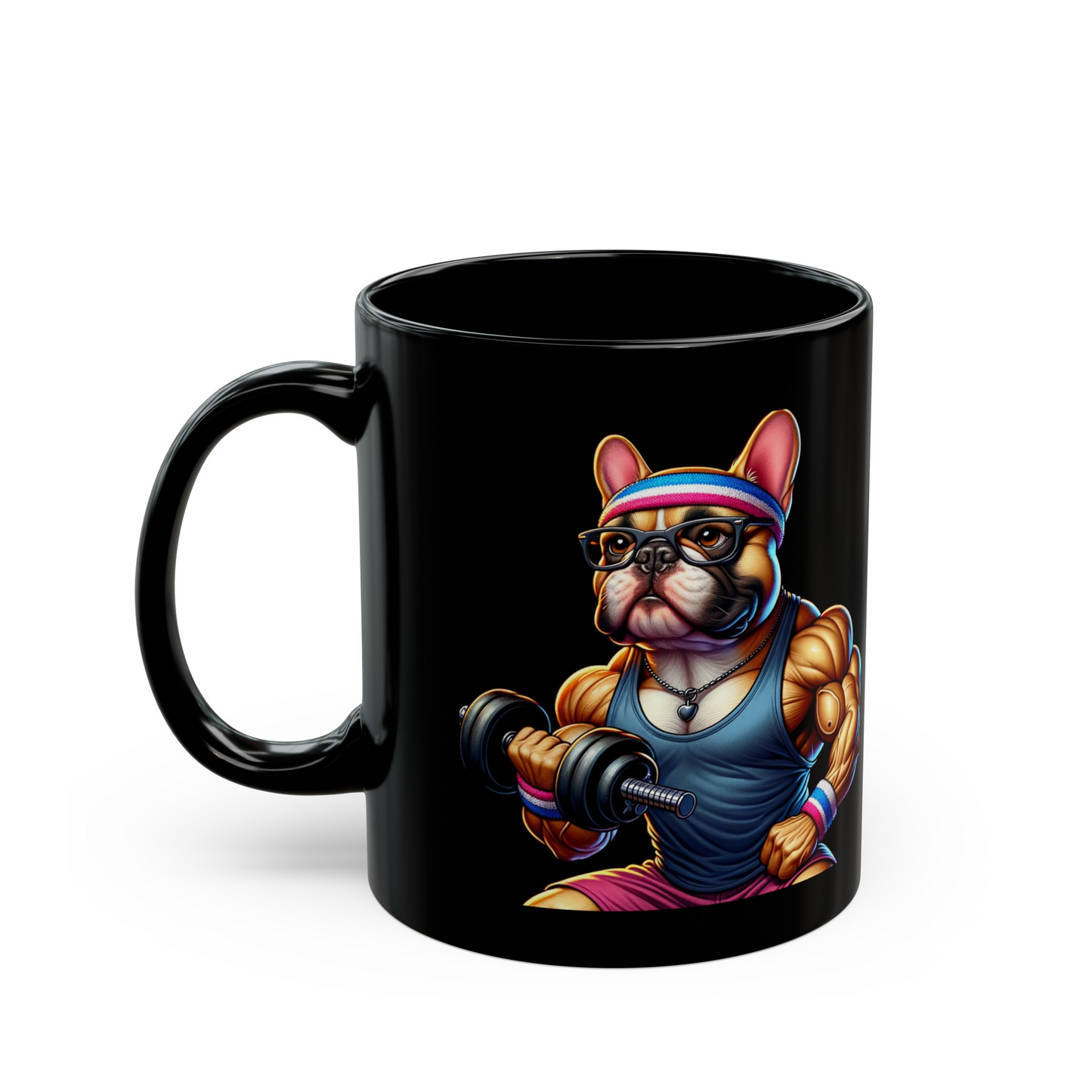 French Bulldog "Flexin' Frenchie Power" Ceramic Mug, (11oz, 15oz)