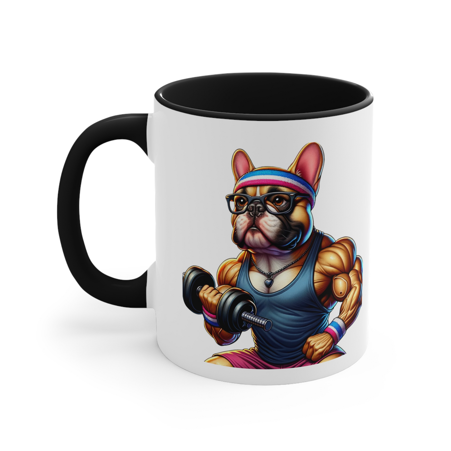 French Bulldog "Flexin' Frenchie Power" Ceramic Mug, (11oz, 15oz)