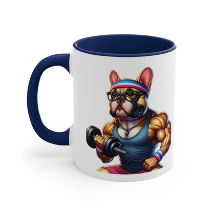 French Bulldog "Flexin' Frenchie Power" Ceramic Mug, (11oz, 15oz)