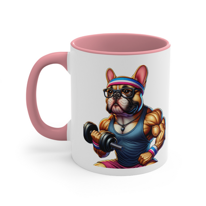 French Bulldog "Flexin' Frenchie Power" Ceramic Mug, (11oz, 15oz)