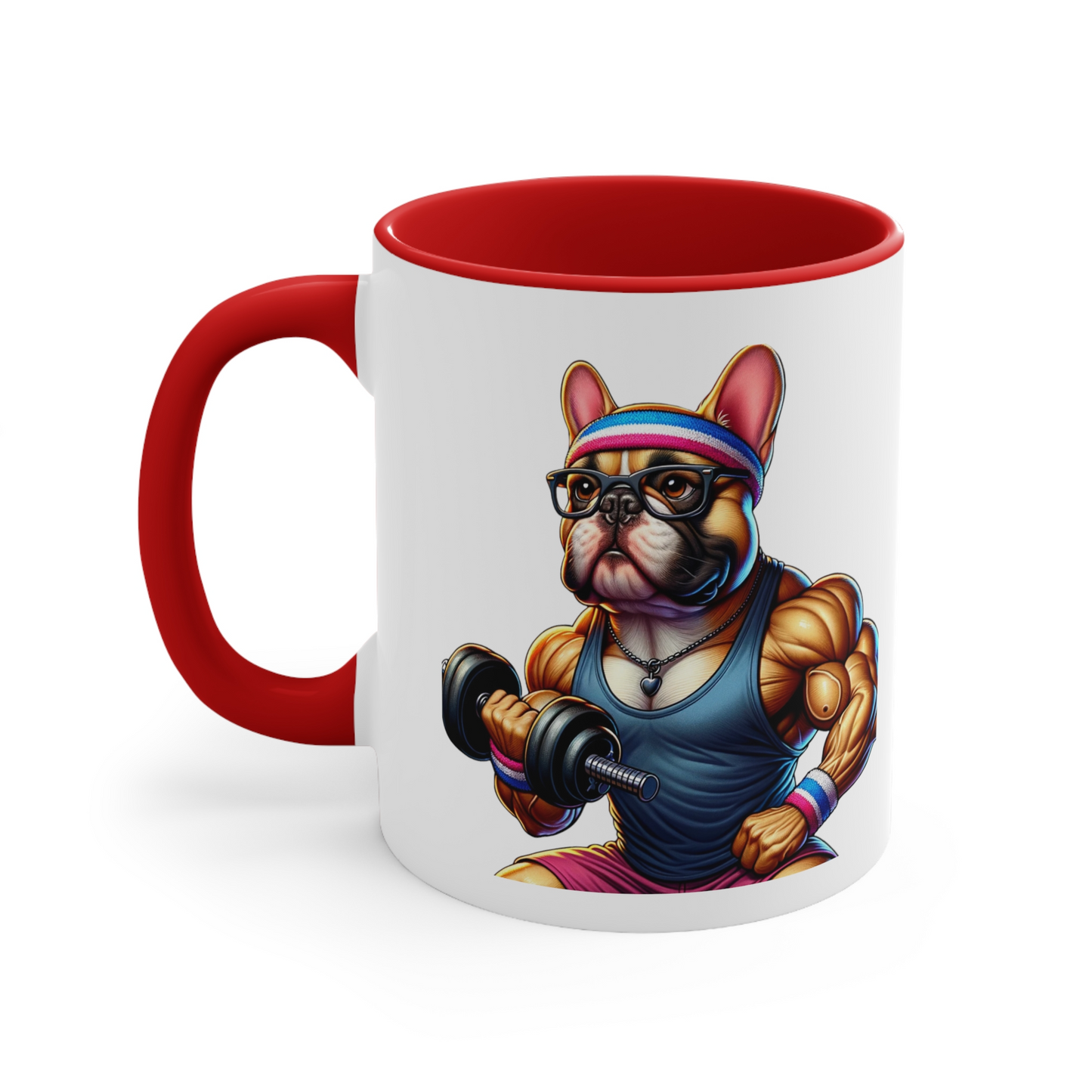 French Bulldog "Flexin' Frenchie Power" Ceramic Mug, (11oz, 15oz)