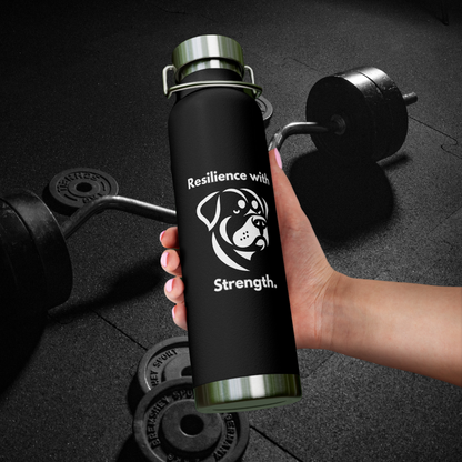 Rottweiler "Resilience with Strength" Copper Vacuum Insulated Bottle, 22oz